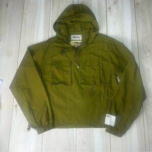 RC Outdoor Supply Men’s Olive Hooded Windbreaker Zip Jacket S Pockets MSRP $130